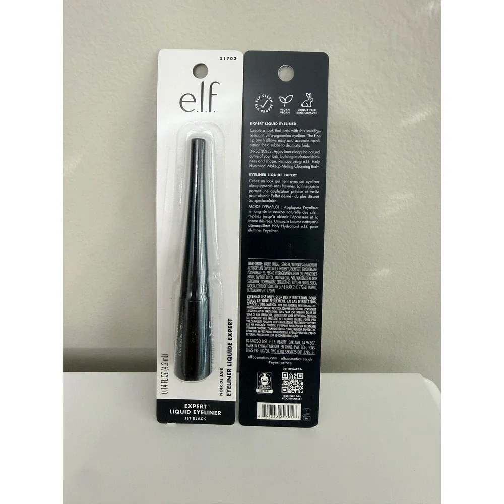 e.l.f. Expert Liquid Eyeliner Women 0.14oz Jet Black 2PK Smudge Resistant NWT